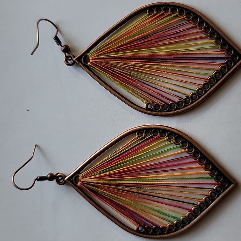 Multi Color Thread Earrings - Picture 5 of 6